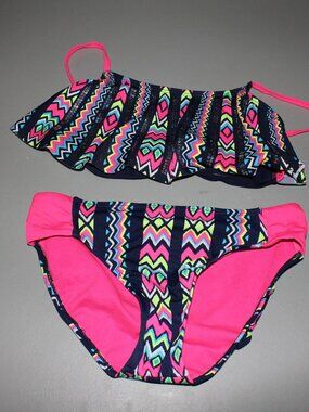 Multi Color 2 Pcs Justice Bikini Swimsuit Size 14